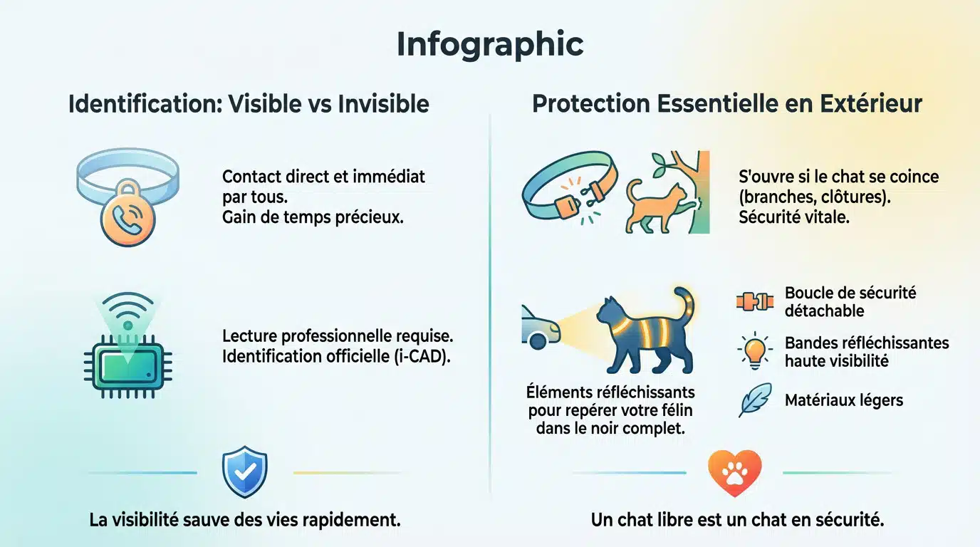 Infographie sur l'identification et la protection du chat avec un collier personnalisé