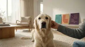 Golden retriever souriant illustrant un comparatif assurance animaux