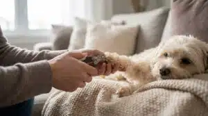 Couper griffes animal avec une pince spécialisée pour un toilettage de patte sécurisé