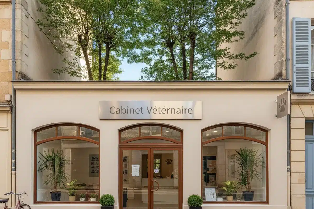 Façade d'une clinique vétérinaire de quartier en France