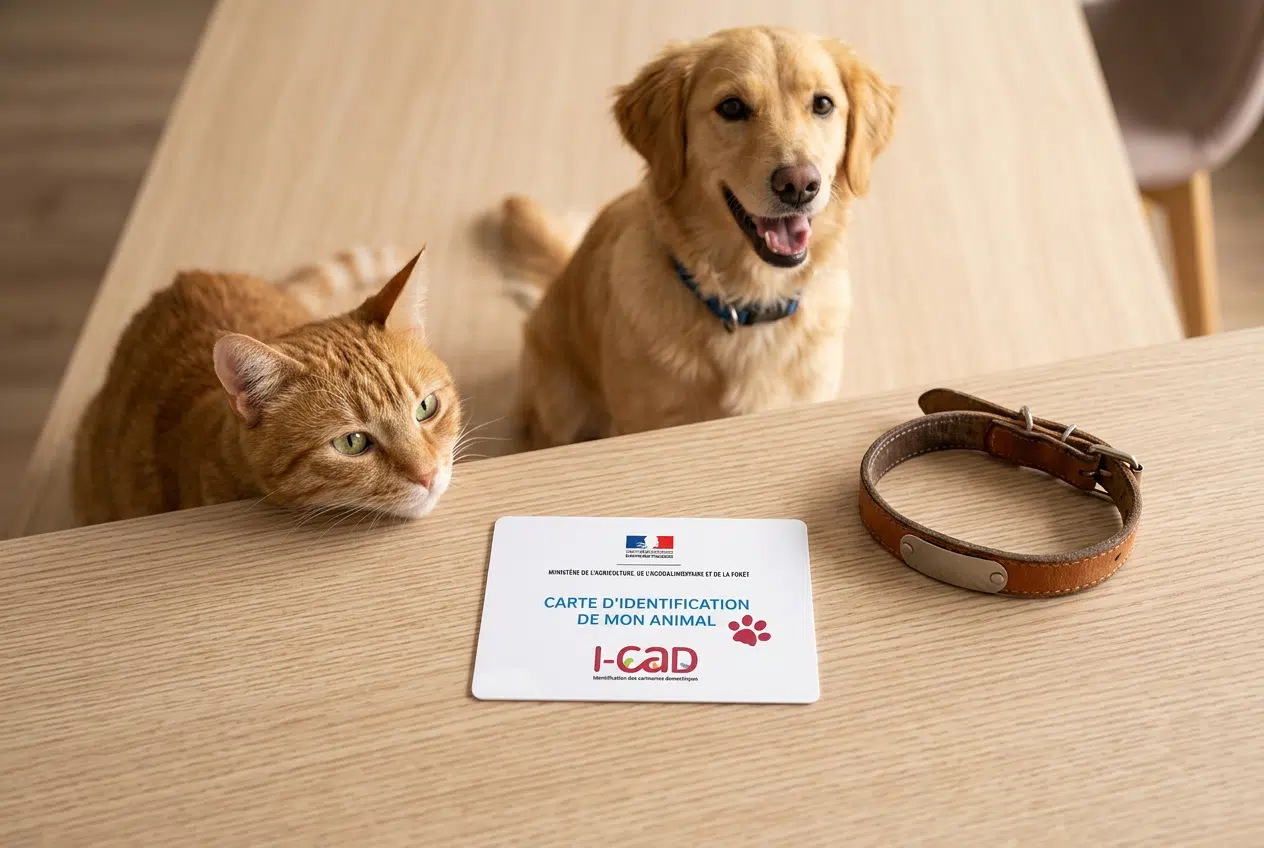 Carte d'identification i-cad Carte d'identification i-cad d'un animal domestique mentionnant son numéro d'identification